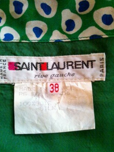 画像1: ♡Rental Dress YVES SAINT LAURENT(イヴサンローラン）70'sヴィンテージグリーンプリントシルクドレス