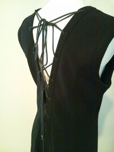 画像3: ♡Rental Dress YVES SAINT LAURENT(イヴサンローラン）ヴィンテージブラックバックレースアップノースリーブミニドレス