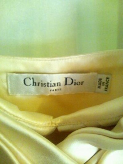 画像1: ♡Rental Dress CHRISTIAN DIOR(クリスチャンディオール)オフホワイトコットンシルクビジュー付きイブニングドレス