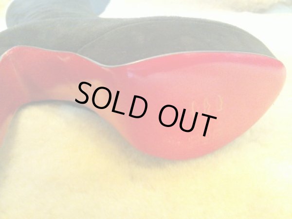 画像5: CHRISTIAN LOUBOUTIN(クリスチャンルブタン)ブラックスエードサイドジッププラットフォームロングブーツ MISS TACK36 1/2 (5)