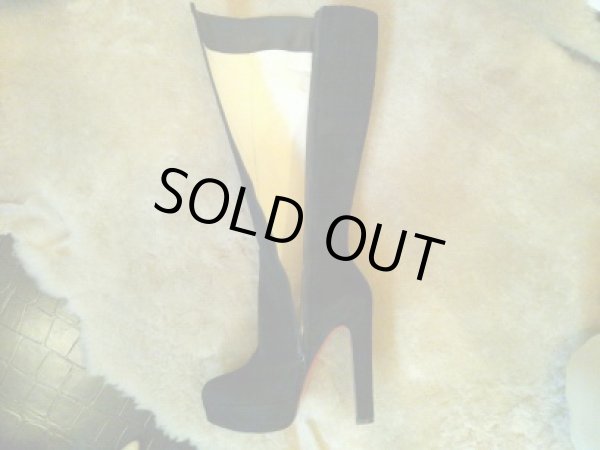 画像3: CHRISTIAN LOUBOUTIN(クリスチャンルブタン)ブラックスエードサイドジッププラットフォームロングブーツ MISS TACK36 1/2 (3)