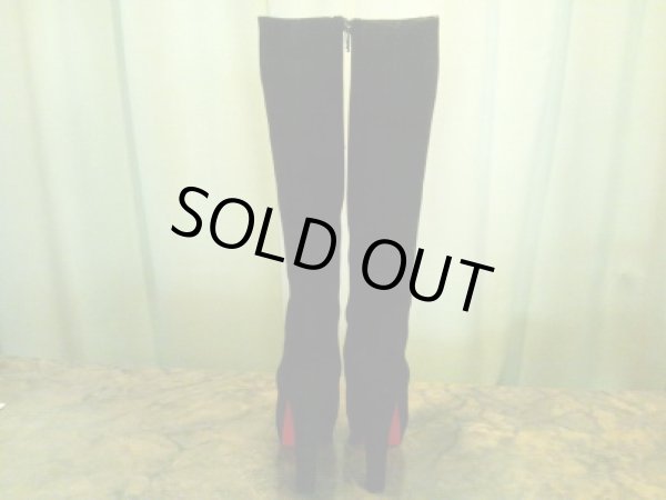 画像4: CHRISTIAN LOUBOUTIN(クリスチャンルブタン)ブラックスエードサイドジッププラットフォームロングブーツ MISS TACK36 1/2 (4)