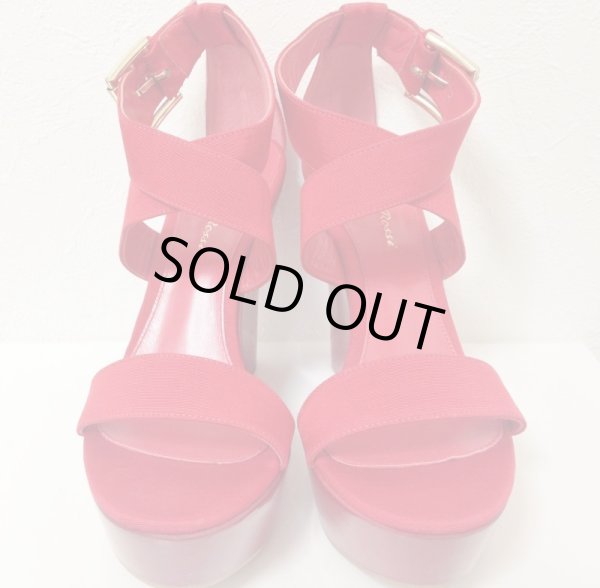 画像2: GIANVITO ROSSI(ジャンヴィトロッシ)レッドプラットフォームアンクルストラップパテントウェッジソールサンダル36 1/2 (2)