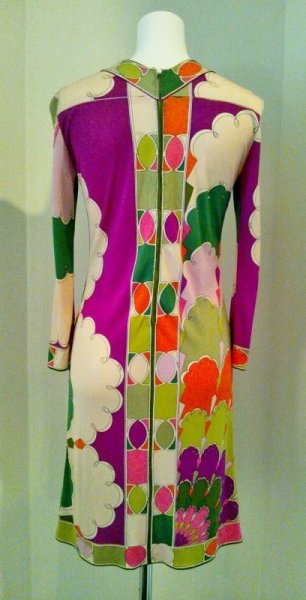 画像4: ♡Rental Dress EMILIO PUCCI(エミリオプッチ)ヴィンテージマルチカラーVネックシルクジャージードレス (4)