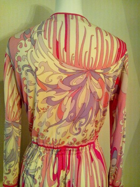 画像5: ♡Rental Dress EMILIO PUCCI(エミリオプッチ)ヴィンテージピンク×ラベンダー×ホワイトリボン付きシルクジャージードレス (5)