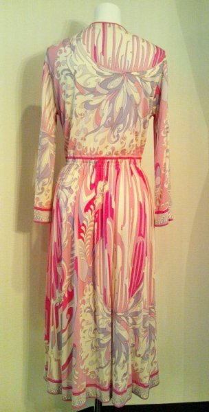 画像4: ♡Rental Dress EMILIO PUCCI(エミリオプッチ)ヴィンテージピンク×ラベンダー×ホワイトリボン付きシルクジャージードレス (4)