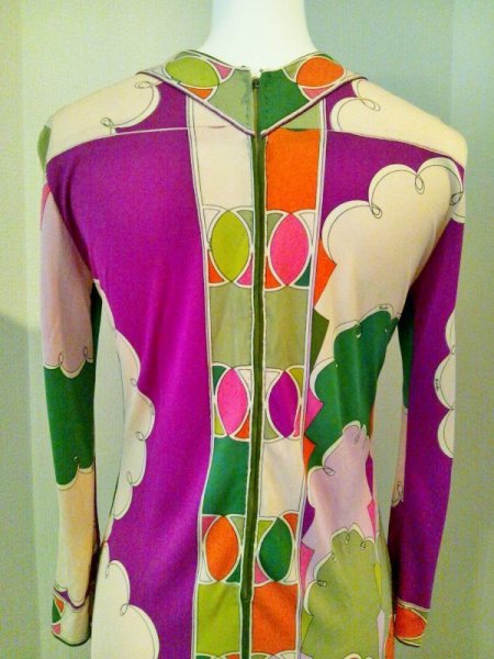 画像5: ♡Rental Dress EMILIO PUCCI(エミリオプッチ)ヴィンテージマルチカラーVネックシルクジャージードレス (5)