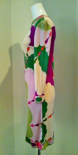 画像3: ♡Rental Dress EMILIO PUCCI(エミリオプッチ)ヴィンテージマルチカラーVネックシルクジャージードレス (3)