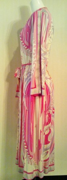 画像3: ♡Rental Dress EMILIO PUCCI(エミリオプッチ)ヴィンテージピンク×ラベンダー×ホワイトリボン付きシルクジャージードレス (3)