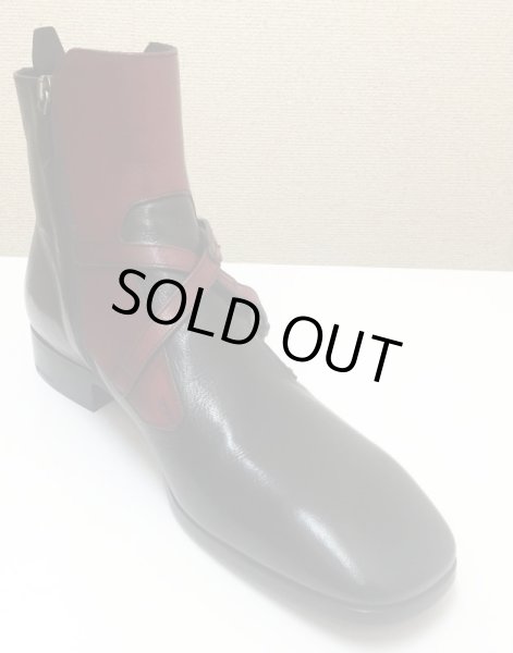 画像7: PRADA(プラダ)ブラック×レッドクロスベルトショートブーツ7 (7)