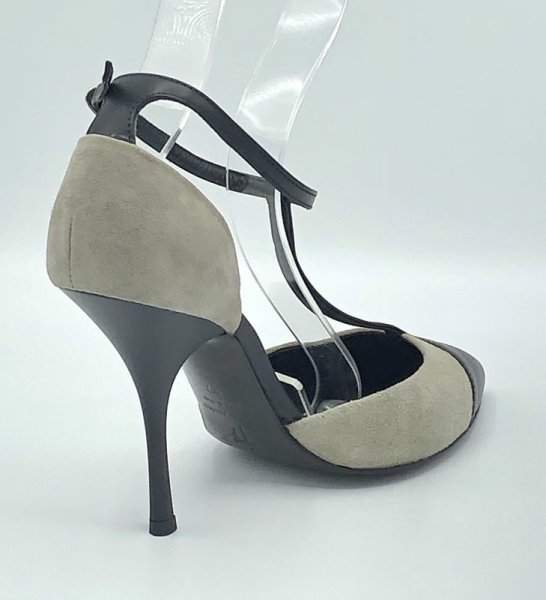 画像6: GIUSEPPE ZANOTTI DESIGN(ジュゼッペザノッティデザイン)グレースエード×ブラックレザーTストラップパンプス DIRTY 100 S.BACK/SC BIREL37 (6)