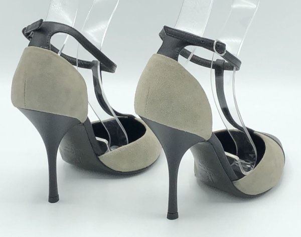 画像14: GIUSEPPE ZANOTTI DESIGN(ジュゼッペザノッティデザイン)グレースエード×ブラックレザーTストラップパンプス DIRTY 100 S.BACK/SC BIREL37 (14)