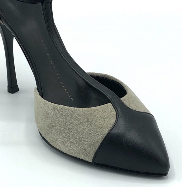 画像8: GIUSEPPE ZANOTTI DESIGN(ジュゼッペザノッティデザイン)グレースエード×ブラックレザーTストラップパンプス DIRTY 100 S.BACK/SC BIREL37 (8)