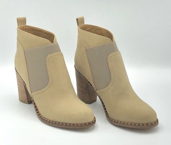 画像12: MARC BY MARC JACOBS（マークバイマークジェイコブス)ベージュヌバックスエード×グレーサイドゴアブーティー37 (12)