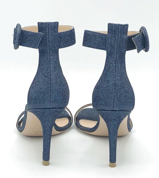 画像10: GIANVITO ROSSI(ジャンヴィトロッシ)ダークネイビーグリッターアンクルストラップサンダル34 1/2 (10)