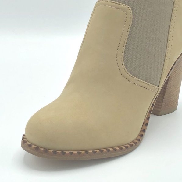 画像7: MARC BY MARC JACOBS（マークバイマークジェイコブス)ベージュヌバックスエード×グレーサイドゴアブーティー37 (7)