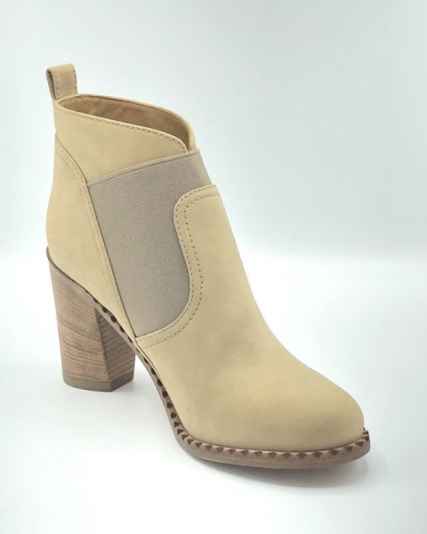 画像2: MARC BY MARC JACOBS（マークバイマークジェイコブス)ベージュヌバックスエード×グレーサイドゴアブーティー37 (2)