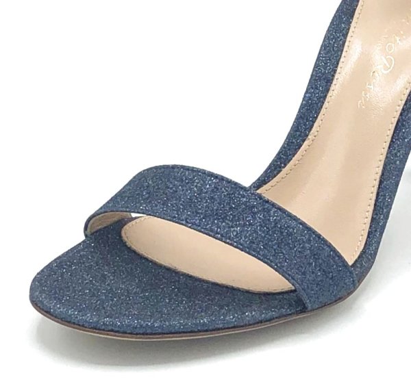 画像7: GIANVITO ROSSI(ジャンヴィトロッシ)ダークネイビーグリッターアンクルストラップサンダル34 1/2 (7)