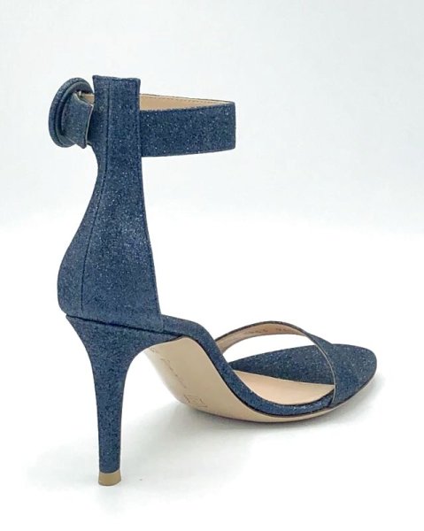 画像6: GIANVITO ROSSI(ジャンヴィトロッシ)ダークネイビーグリッターアンクルストラップサンダル34 1/2 (6)