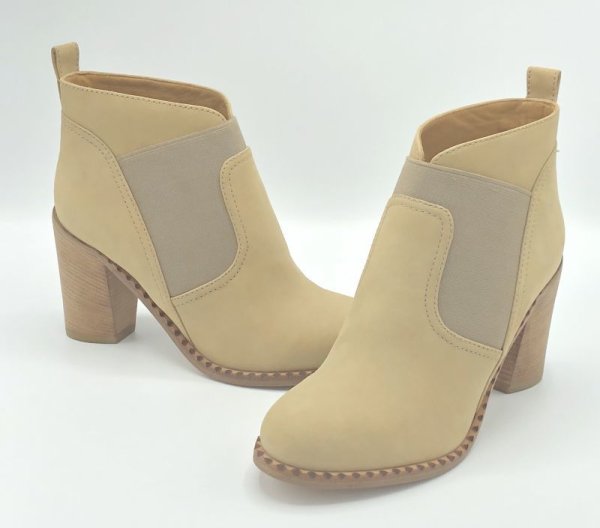 画像15: MARC BY MARC JACOBS（マークバイマークジェイコブス)ベージュヌバックスエード×グレーサイドゴアブーティー37 (15)