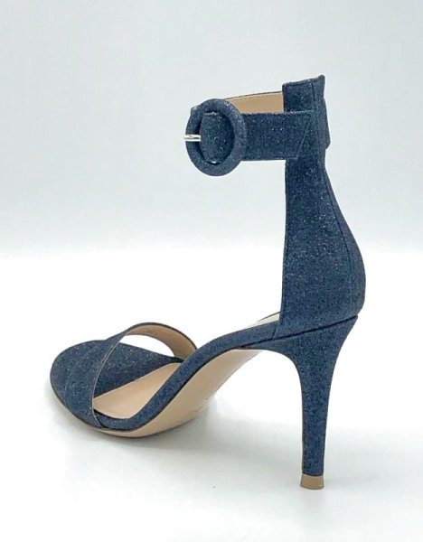 画像5: GIANVITO ROSSI(ジャンヴィトロッシ)ダークネイビーグリッターアンクルストラップサンダル34 1/2 (5)