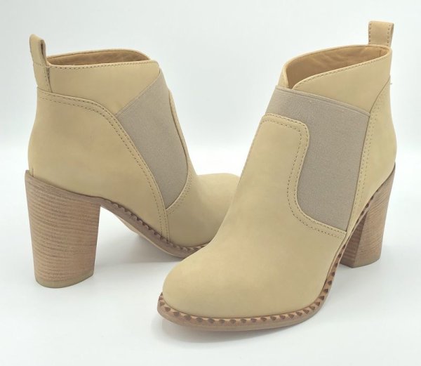 画像17: MARC BY MARC JACOBS（マークバイマークジェイコブス)ベージュヌバックスエード×グレーサイドゴアブーティー37 (17)