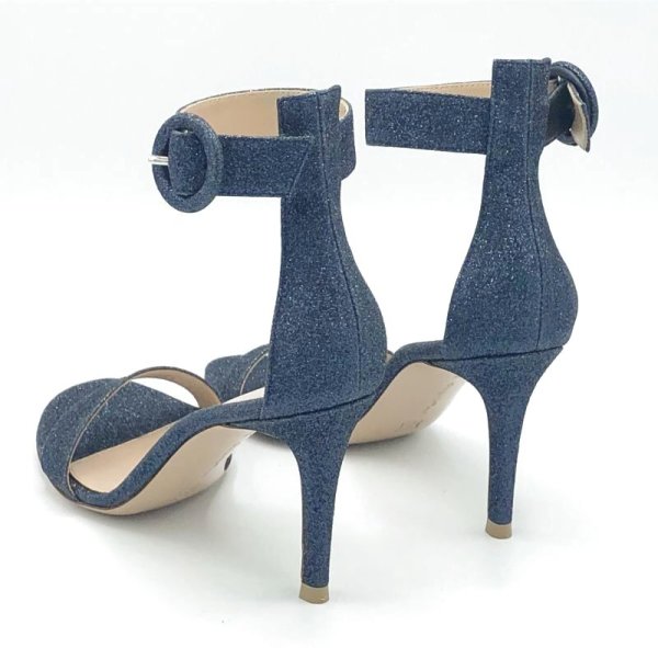画像13: GIANVITO ROSSI(ジャンヴィトロッシ)ダークネイビーグリッターアンクルストラップサンダル34 1/2 (13)