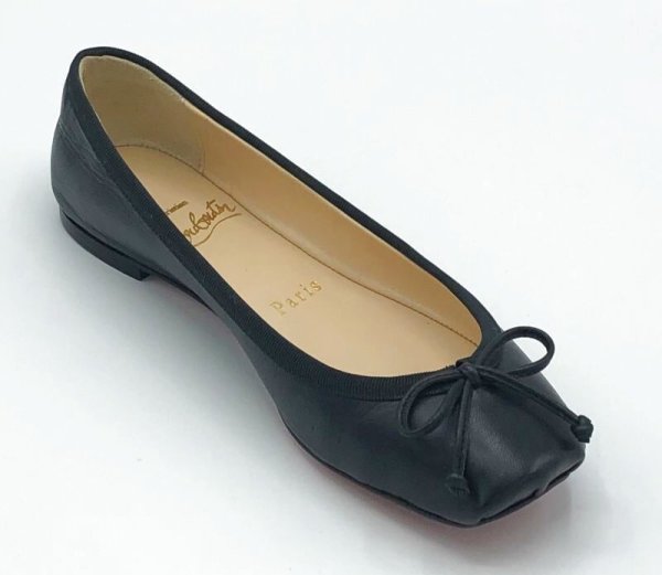 画像2: Christian Louboutin(クリスチャンルブタン)クリスチャンルブタンリボン付きブラックレザーバレエシューズ34 1/2 (2)