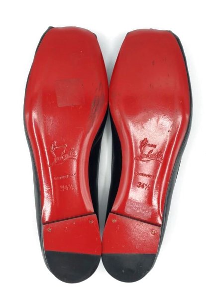 画像15: Christian Louboutin(クリスチャンルブタン)クリスチャンルブタンリボン付きブラックレザーバレエシューズ34 1/2 (15)