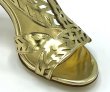 画像8: SERGIO ROSSI(セルジオロッシ)ゴールドパテントレザーフラワー＆リーフモチーフカッティングサンダルScarpe Donna Sandal37 (8)