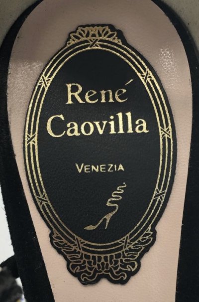 画像2: RENE CAOVILLA(レネカオヴィラ)スワロ&パールストラップブラックスエードサンダル37