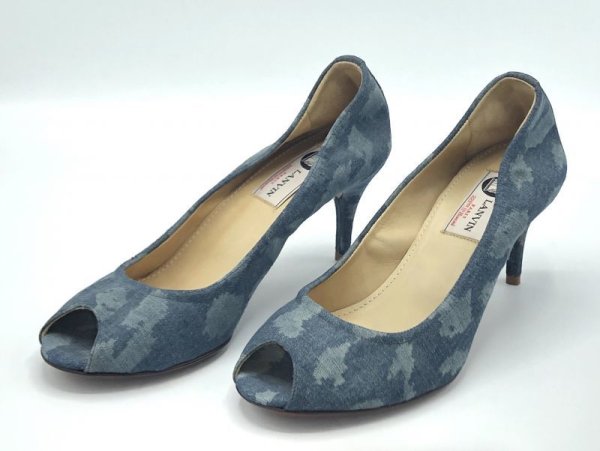 画像11: LANVIN(ランバン)デニムオープントゥヒール付きバレエシューズ37 1/2 (11)