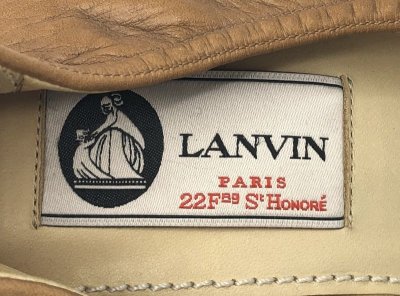 画像1: LANVIN(ランバン)ライトブラウンオープントゥヒール付きバレエシューズ35 1/2