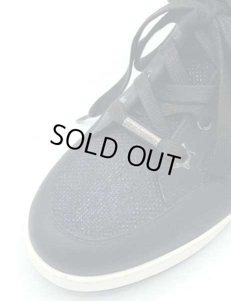 画像7: JIMMY CHOO(ジミーチュウ)ブラックレザー×ネイビーラメハイカットスニーカーTokyo36 1/2 (7)