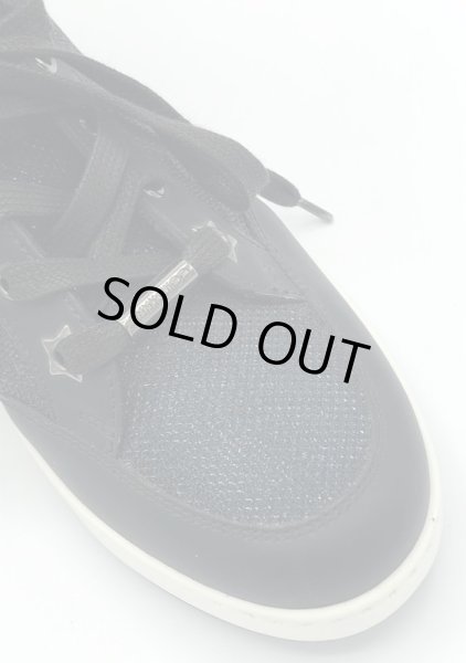 画像8: JIMMY CHOO(ジミーチュウ)ブラックレザー×ネイビーラメハイカットスニーカーTokyo36 1/2 (8)