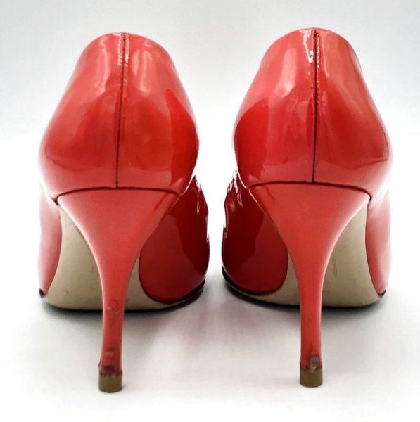 画像10: OLD FERRAGAMO(オールドフェラガモ/ヴィンテージ) ピンクパテントヴァラリボンスティレットヒールパンプス 7 1/2C (10)