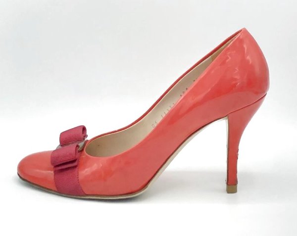 画像3: OLD FERRAGAMO(オールドフェラガモ/ヴィンテージ) ピンクパテントヴァラリボンスティレットヒールパンプス 7 1/2C (3)