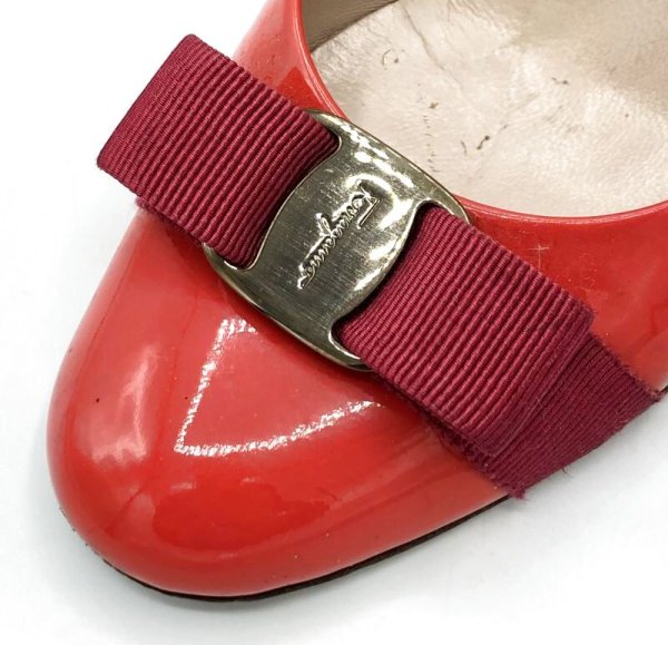 画像7: OLD FERRAGAMO(オールドフェラガモ/ヴィンテージ) ピンクパテントヴァラリボンスティレットヒールパンプス 7 1/2C (7)