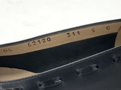 画像2: OLD FERRAGAMO(オールドフェラガモ) ブラックレザー×型押しレザーフラットシューズ 5C