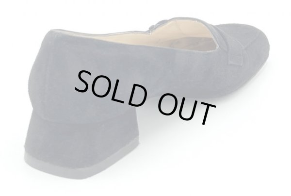 画像6: OLD FERRAGAMO(オールドフェラガモ) ブラックスエードベルト付きヒールローファー 4D (6)