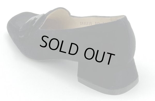 画像5: OLD FERRAGAMO(オールドフェラガモ) ブラックスエードベルト付きヒールローファー 4D (5)