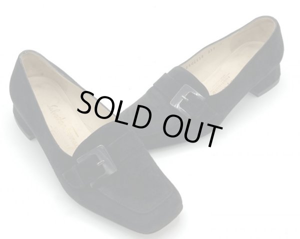 画像16: OLD FERRAGAMO(オールドフェラガモ) ブラックスエードベルト付きヒールローファー 4D (16)