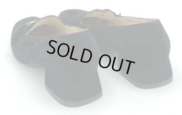 画像13: OLD FERRAGAMO(オールドフェラガモ) ブラックスエードベルト付きヒールローファー 4D (13)