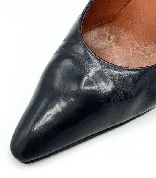 画像5: OLD FERRAGAMO(オールドフェラガモ) ブラックレザーパンプス 4C (5)