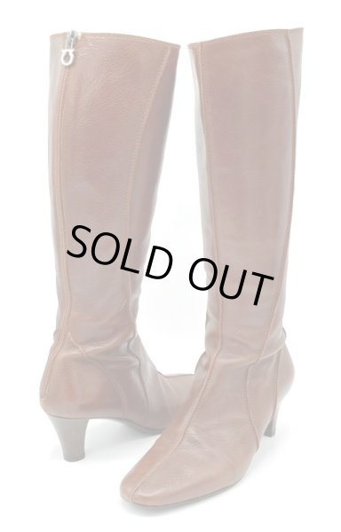 画像17: OLD FERRAGAMO(オールドフェラガモ) ブラウンレザーロングブーツ 6D (17)