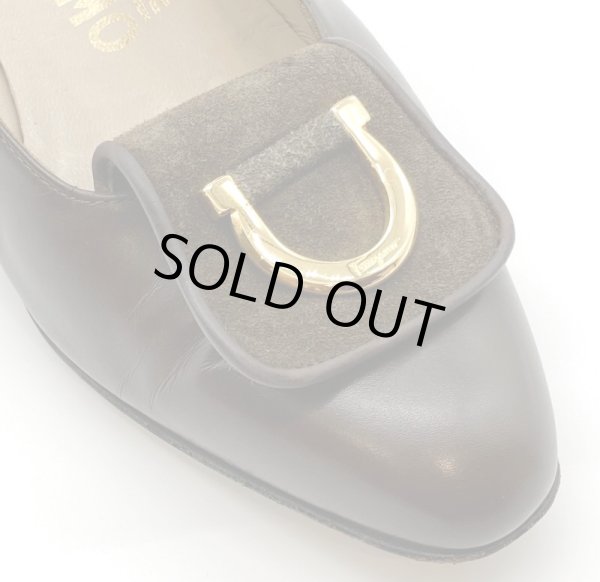 画像6: OLD FERRAGAMO(オールドフェラガモ/ヴィンテージ) グレージュレザー×スエードガンチーニパンプス 5 1/2D (6)