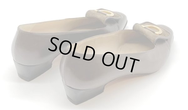 画像14: OLD FERRAGAMO(オールドフェラガモ/ヴィンテージ) グレージュレザー×スエードガンチーニパンプス 5 1/2D (14)