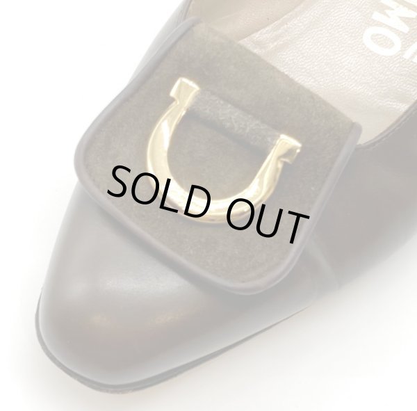 画像5: OLD FERRAGAMO(オールドフェラガモ/ヴィンテージ) グレージュレザー×スエードガンチーニパンプス 5 1/2D (5)