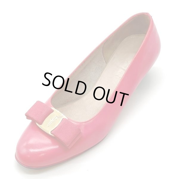 画像1: OLD FERRAGAMO(オールドフェラガモ) ビビッドピンクヴァラリボンパンプス(リカラー) 6C (1)