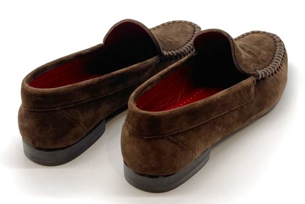 画像14: OLD FERRAGAMO(オールドフェラガモ) ダークブラウンスエードスリッポンローファー 5 1/2D (14)